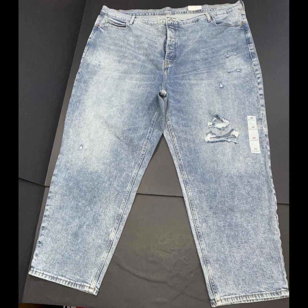 Old Navy Extra High Rise Sky-Hi Straight Jeans Preppy Distressed Denim Sz 26 NWT